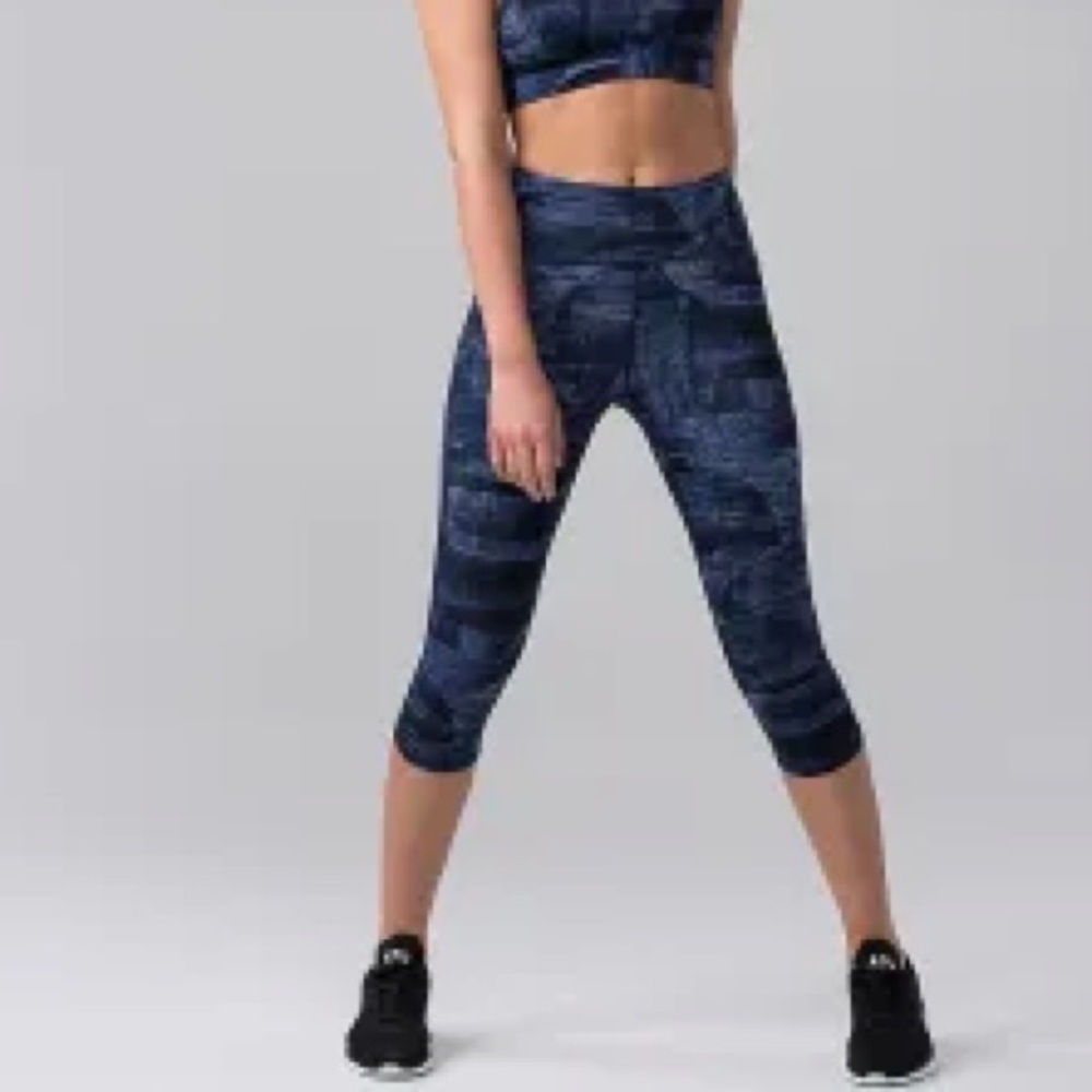 Lululemon Athletica Blue High-Waisted Capri Leggings